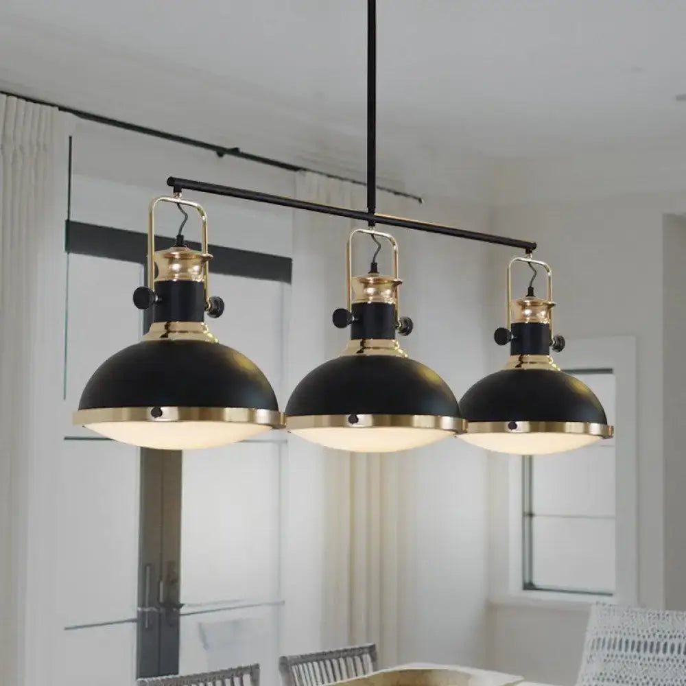 Black Brass Three-Light 25-Inch Island Pendant