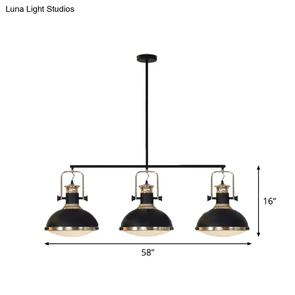 Black Brass Three-Light 25-Inch Island Pendant
