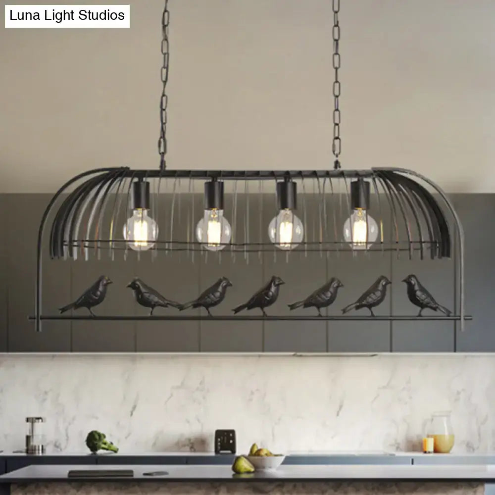 Black Birdcage Farmhouse Four-Light Ceiling Light