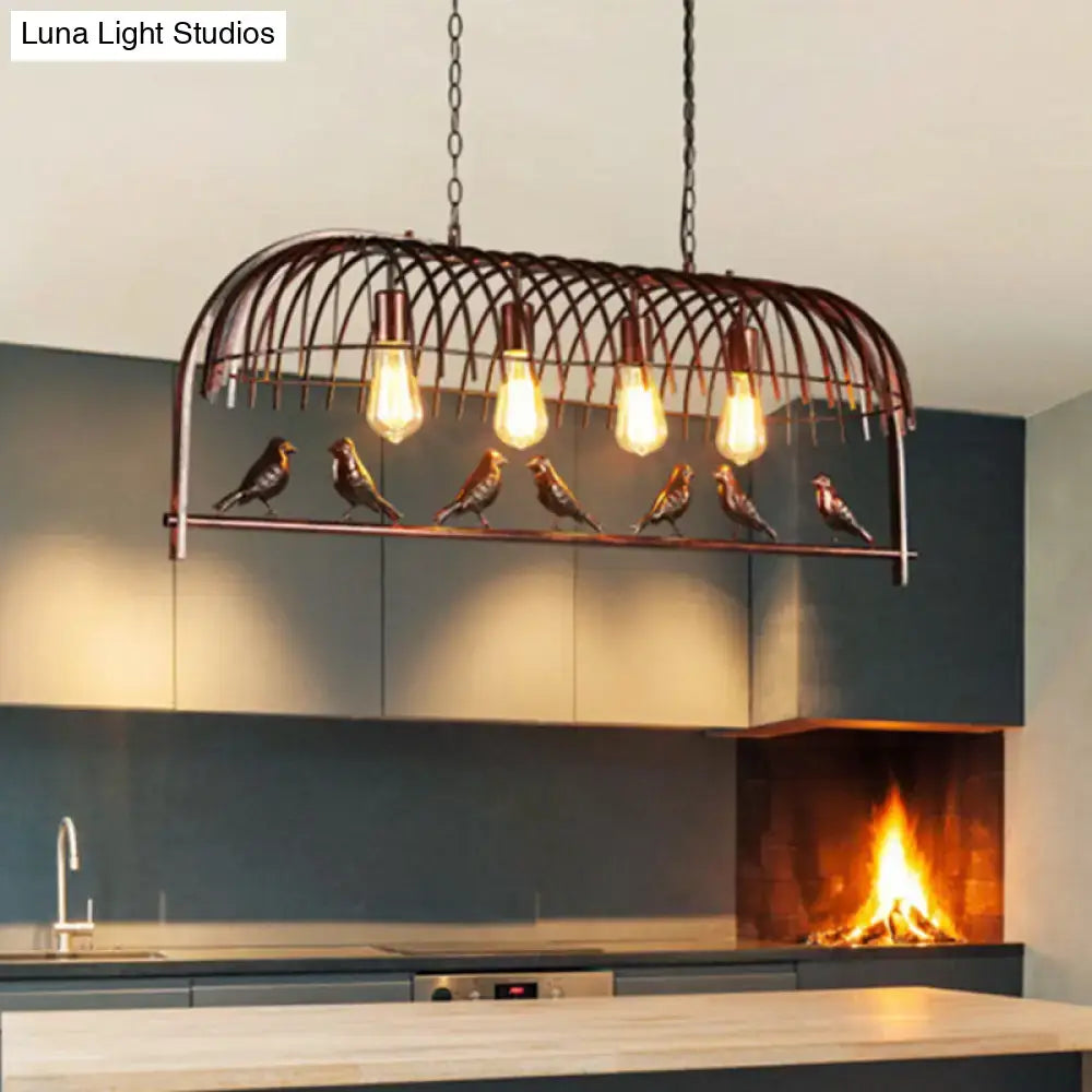 Black Birdcage Farmhouse Four-Light Ceiling Light