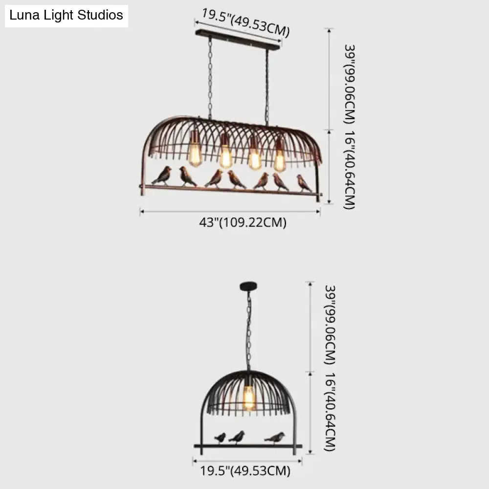Black Birdcage Farmhouse Four-Light Ceiling Light
