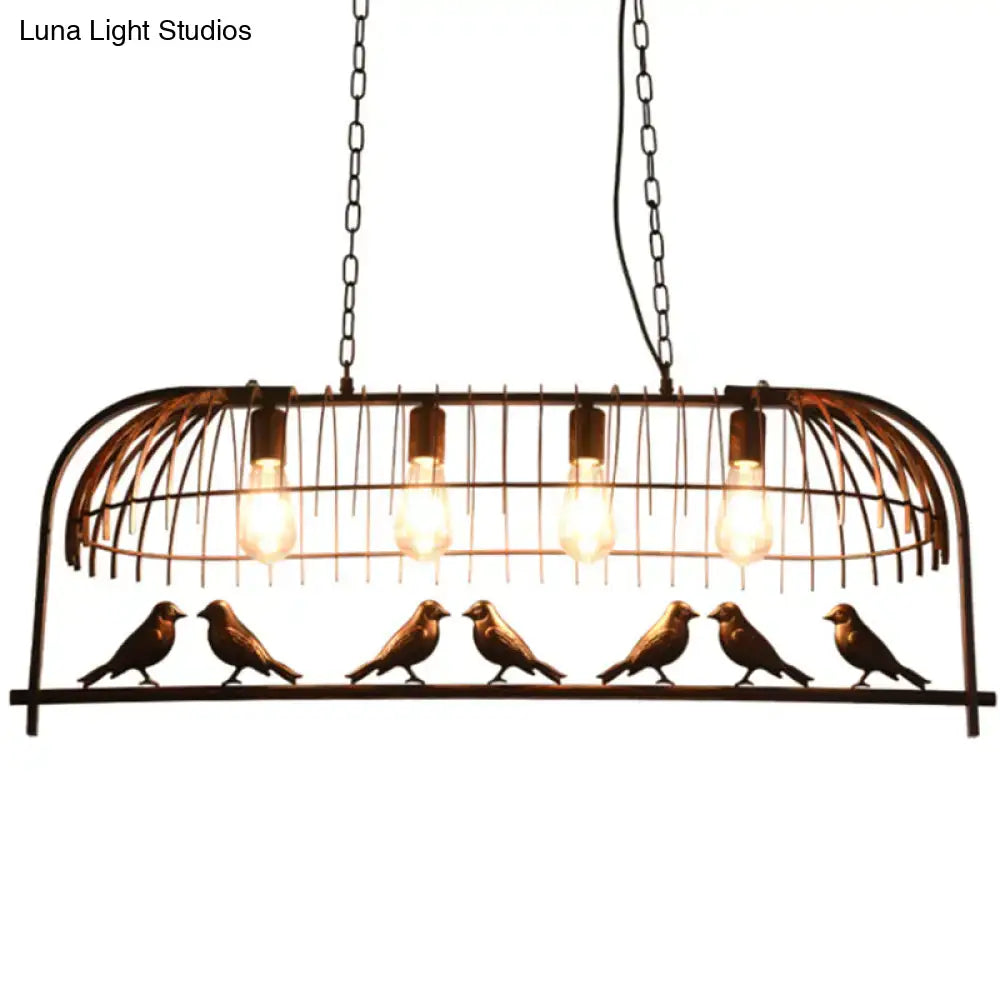 Black Birdcage Farmhouse Four-Light Ceiling Light