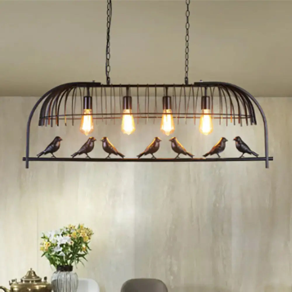 Black Birdcage Farmhouse Four-Light Ceiling Light