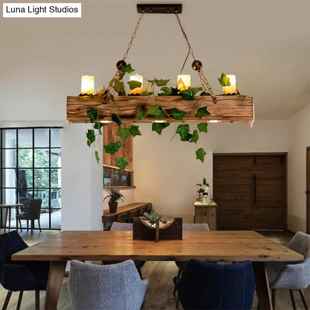 Wood Linear Island Chandelier