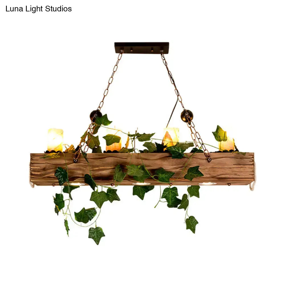 Wood Linear Island Chandelier