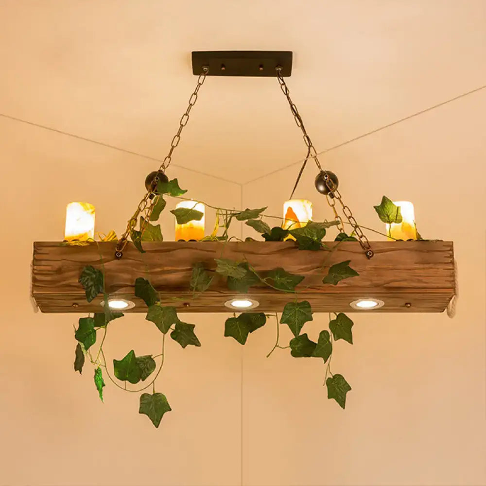 Wood Linear Island Chandelier