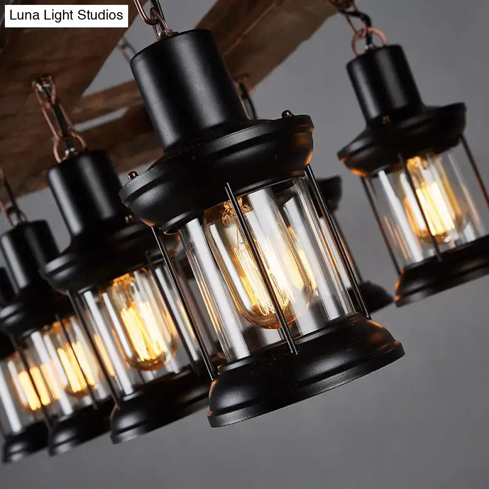 Wood Glass Lantern Light