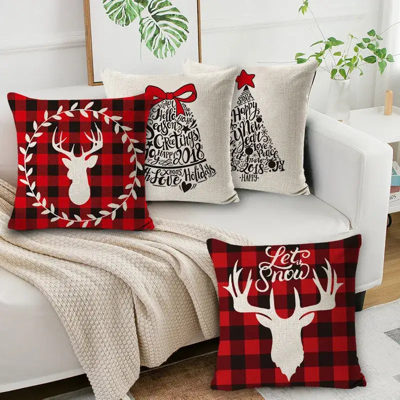 Elk Print Linen Pillowcase
