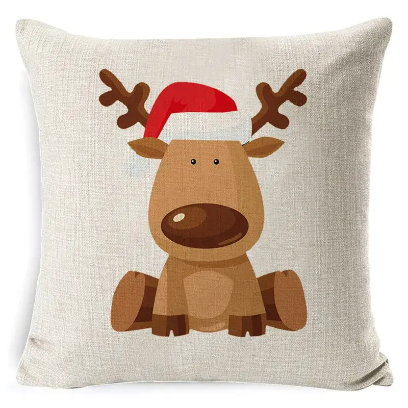Elk Print Linen Pillowcase