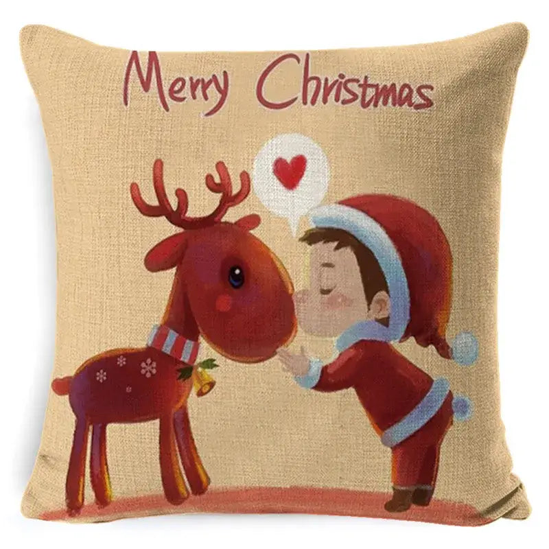 Elk Print Linen Pillowcase