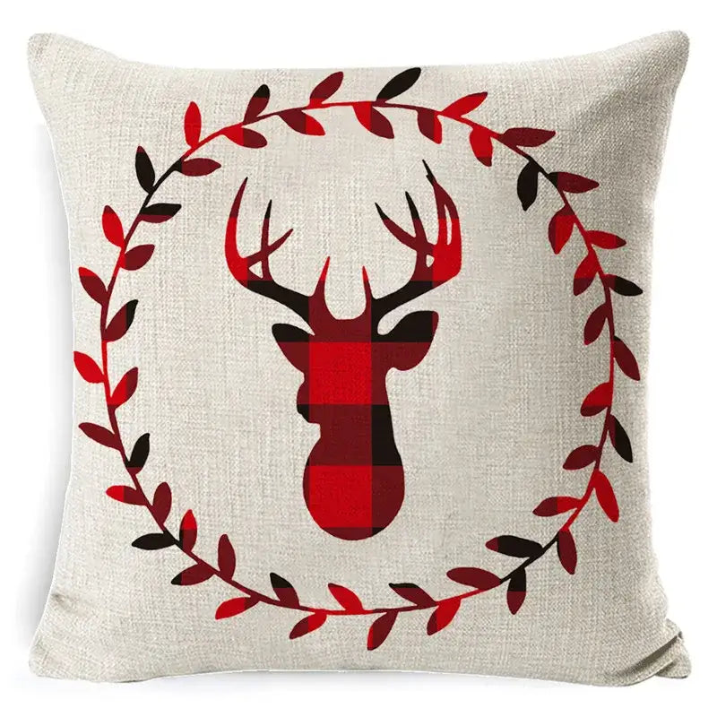 Elk Print Linen Pillowcase