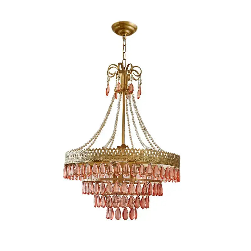 Gold Crystal LED Chandelier Filigree Design