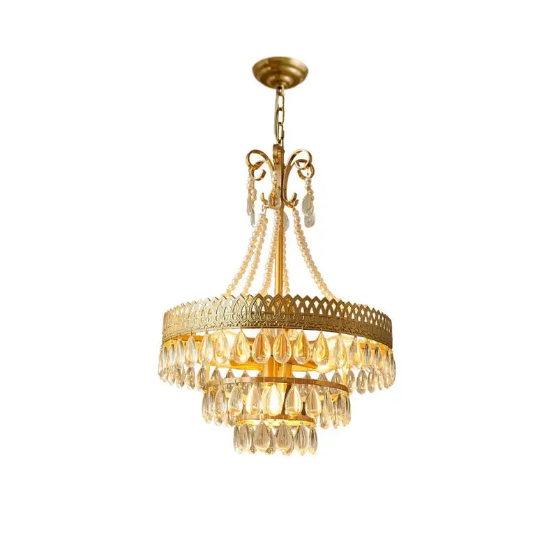 Gold Crystal LED Chandelier Filigree Design