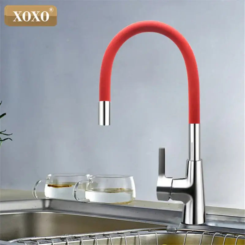 Red Chrome Kitchen Faucet