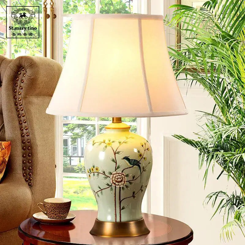 Ceramic Floral Vase Lamp