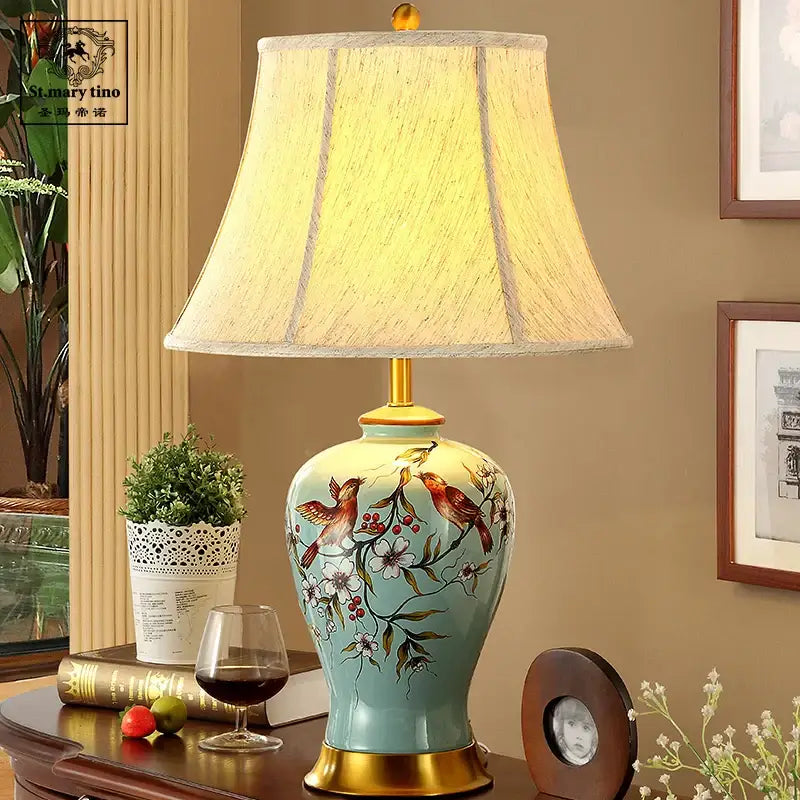 Ceramic Floral Vase Lamp