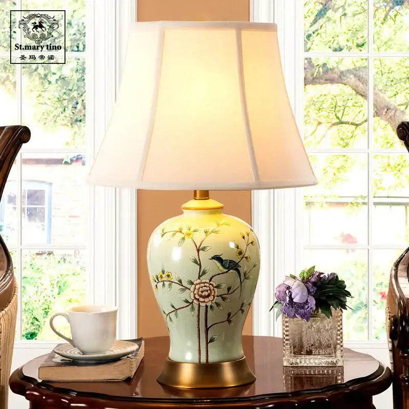 Ceramic Floral Vase Lamp