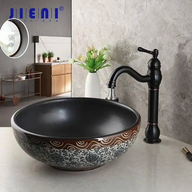 Black Ceramic Basin Set