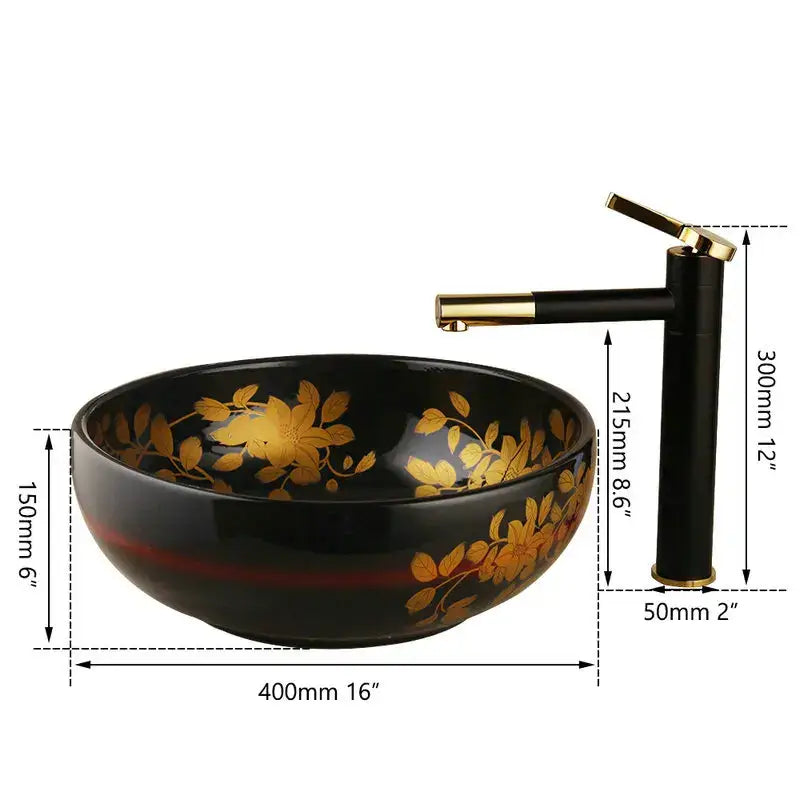 Black Ceramic Vessel Sink