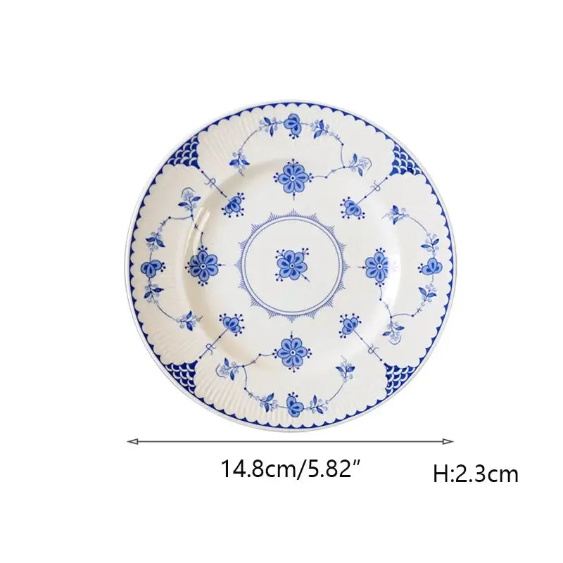 Blue Floral Dinner Plate