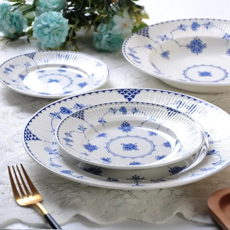 Blue Floral Dinner Plate