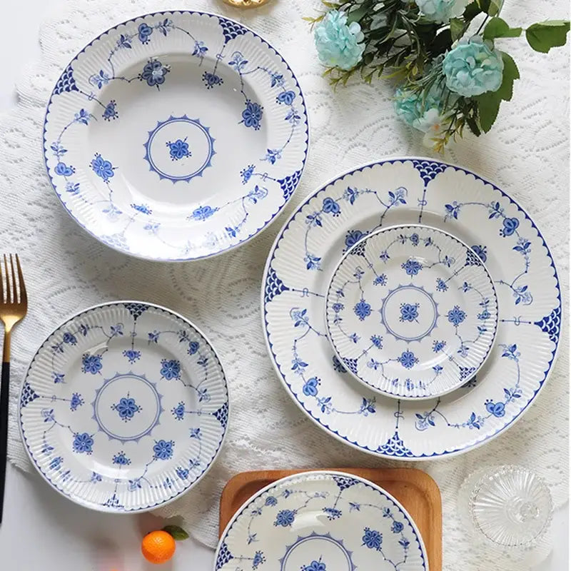 Blue Floral Dinner Plate