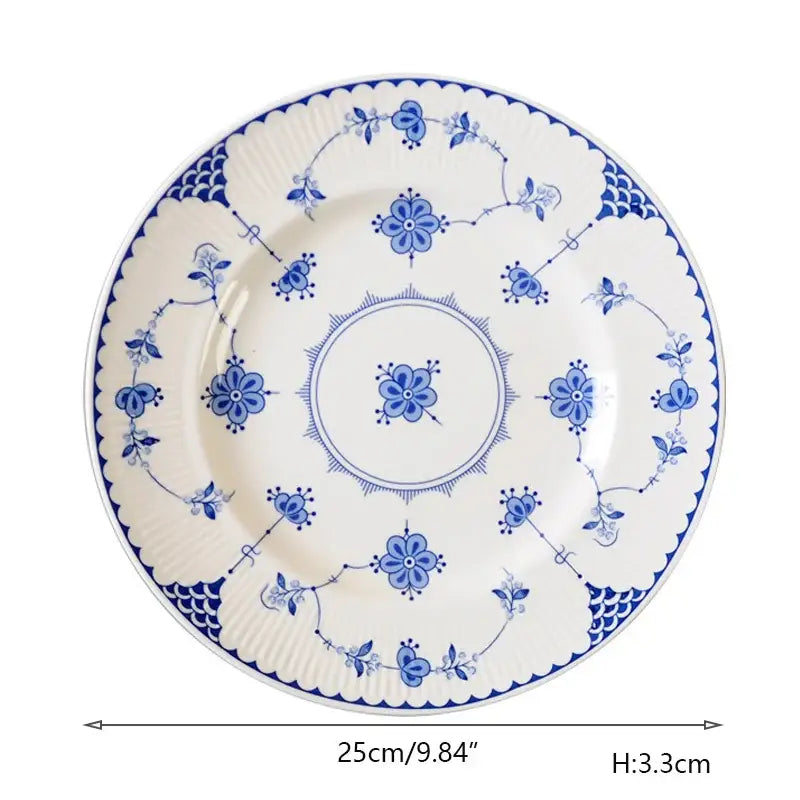 Blue Floral Dinner Plate