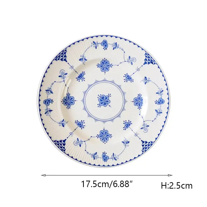 Blue Floral Dinner Plate