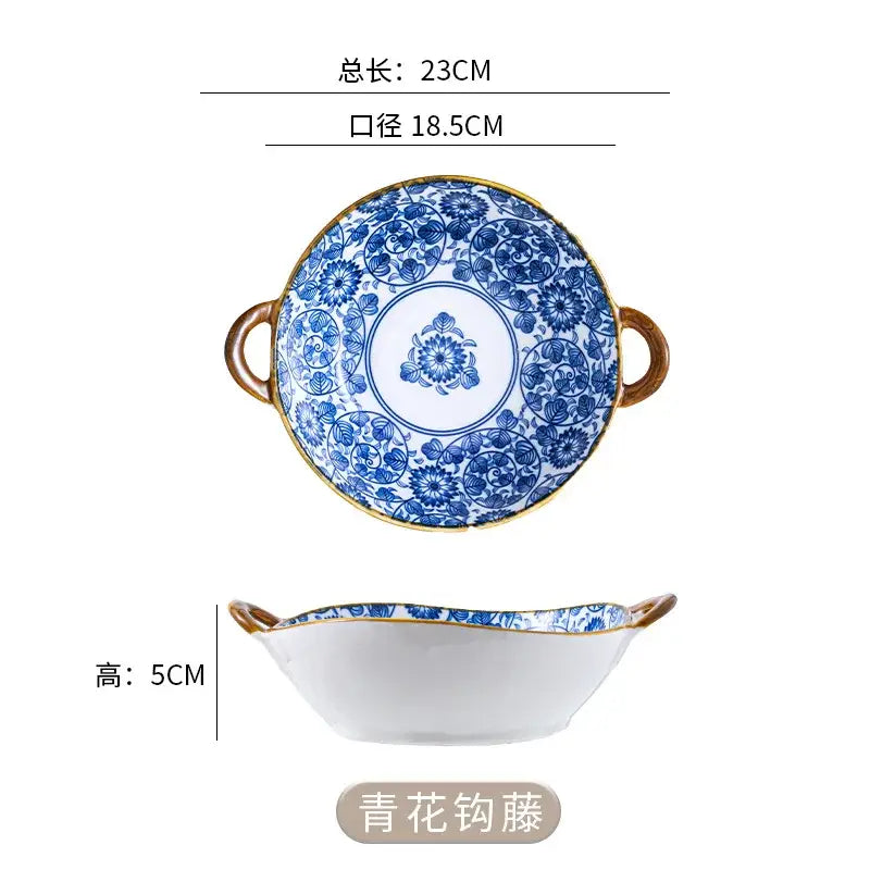 Blue Floral Ramen Bowl