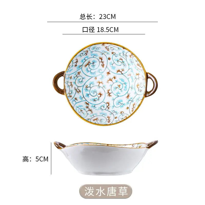 Blue Floral Ramen Bowl