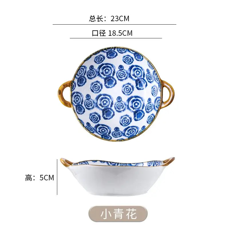Blue Floral Ramen Bowl