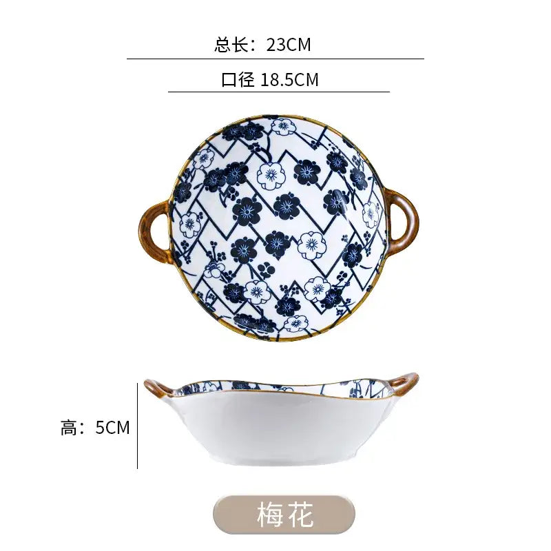Blue Floral Ramen Bowl