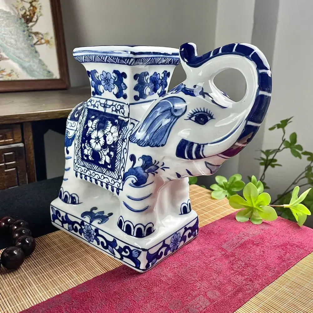 Blue Ceramic Elephant Statue