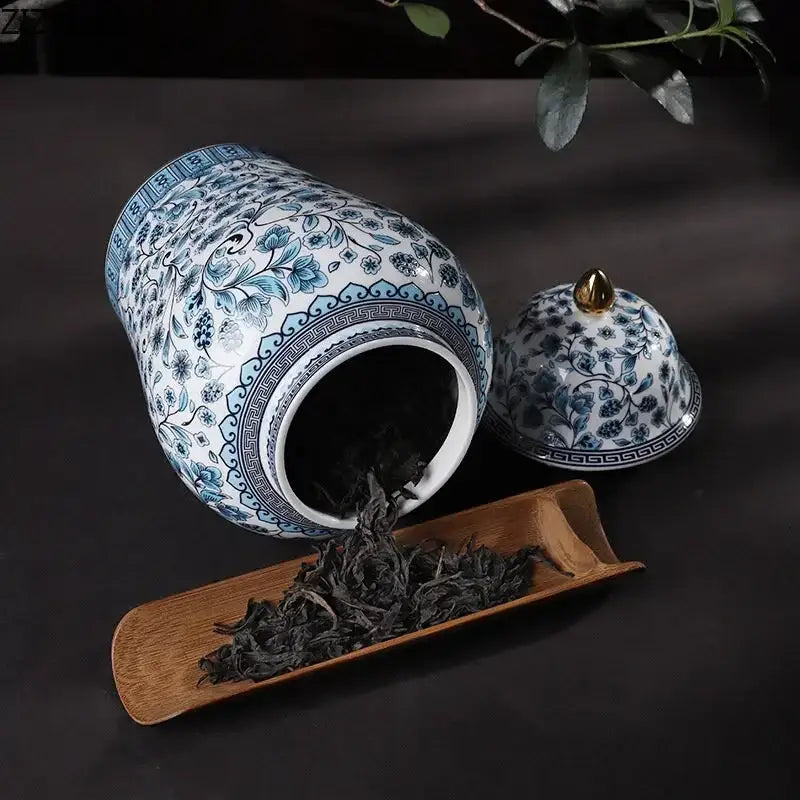 Blue Ceramic Ginger Jar Set
