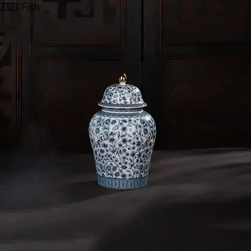 Blue Ceramic Ginger Jar Set