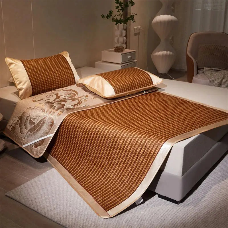 Brown Woven Rattan Mat Set