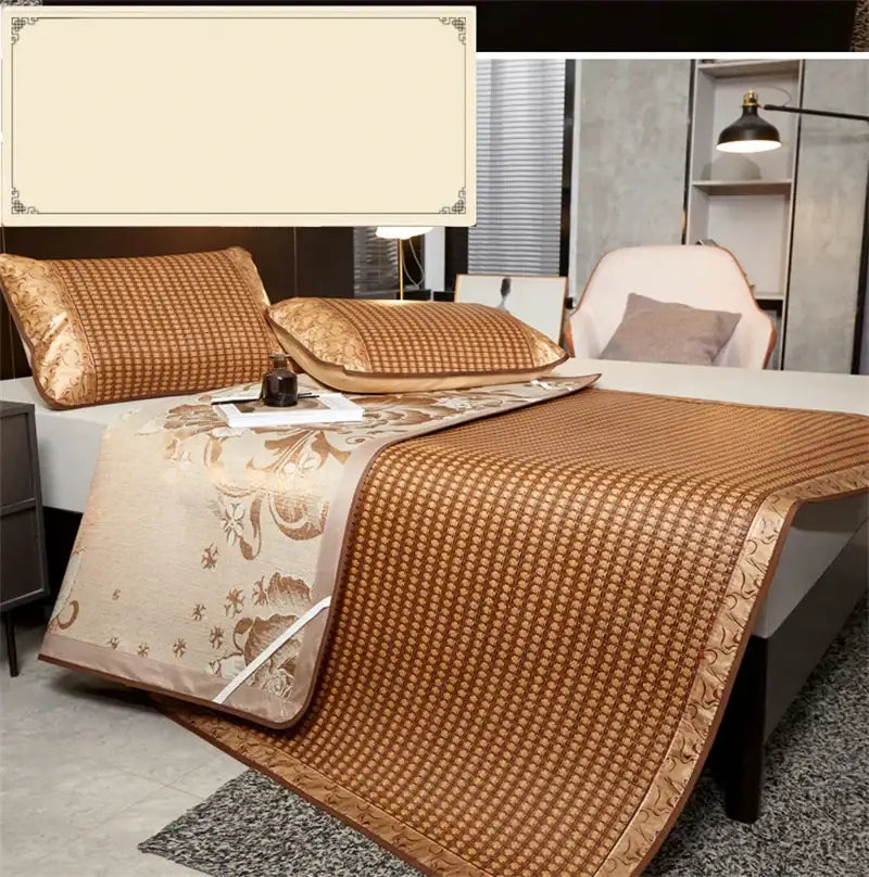 Brown Woven Rattan Mat Set