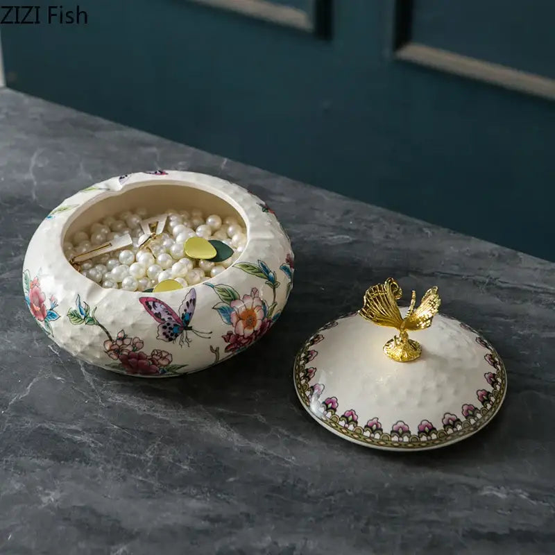 Ceramic Dragonfly Jewelry Box