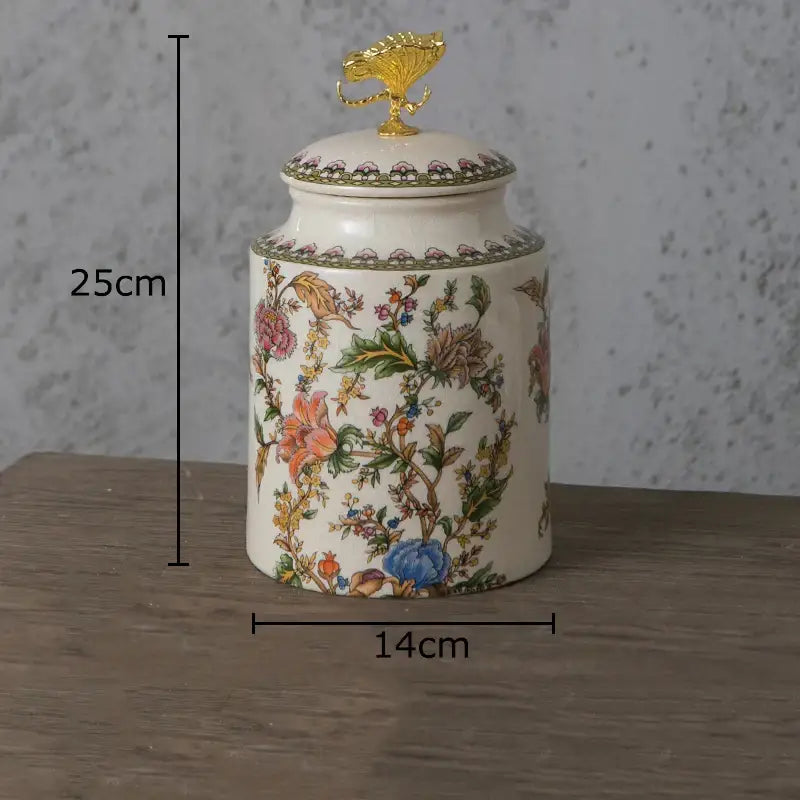 Ceramic Floral Storage Jar