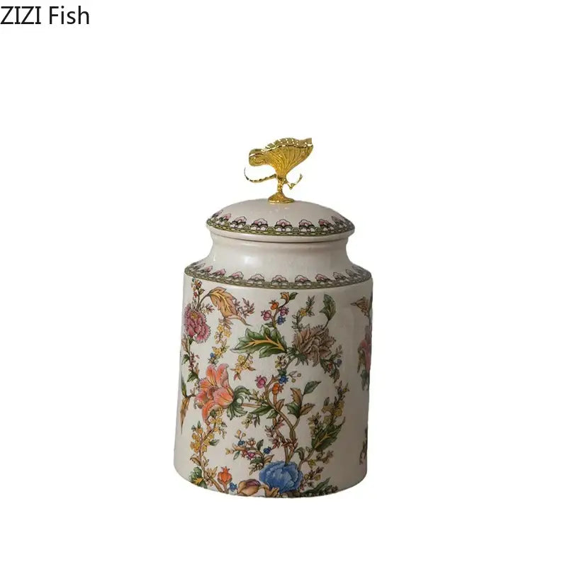 Ceramic Floral Storage Jar