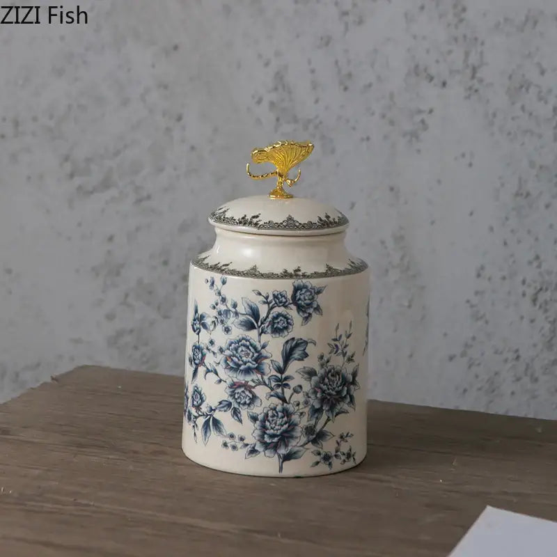 Ceramic Floral Storage Jar