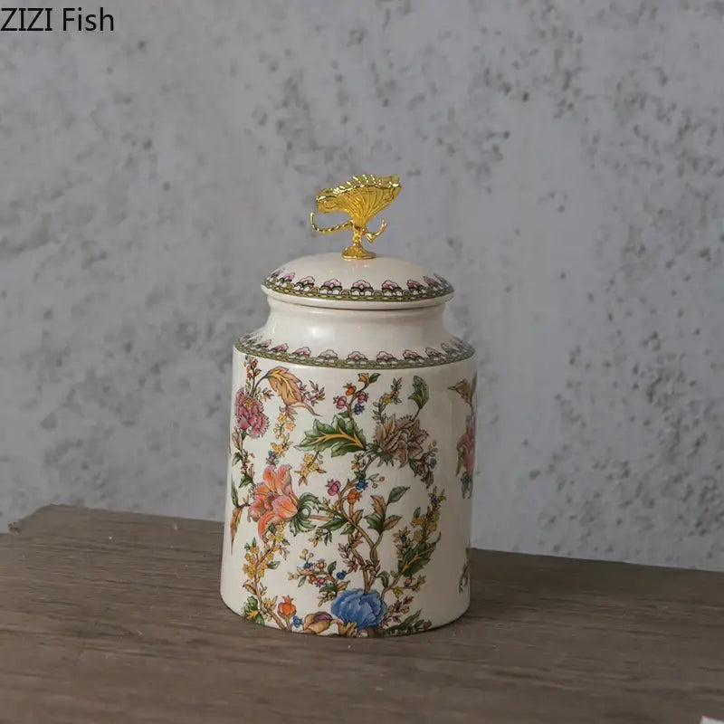 Ceramic Floral Storage Jar