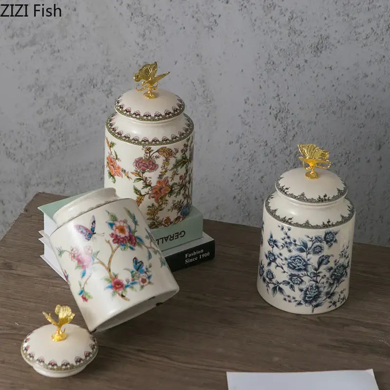 Ceramic Floral Storage Jar