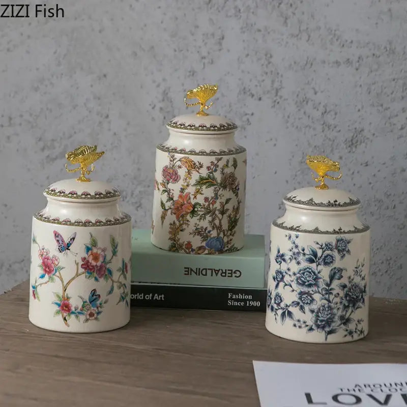 Ceramic Floral Storage Jar