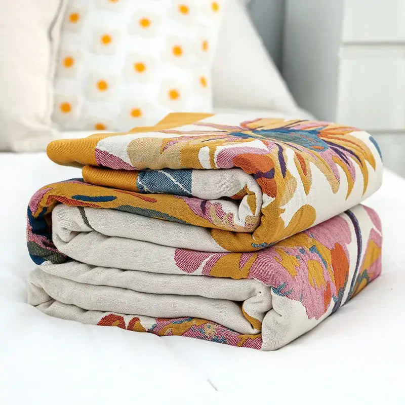 Cotton Birds Floral Blanket Set