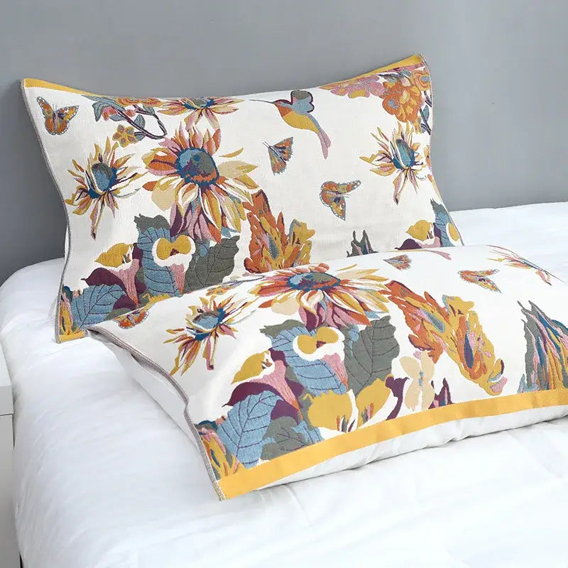 Cotton Birds Floral Blanket Set
