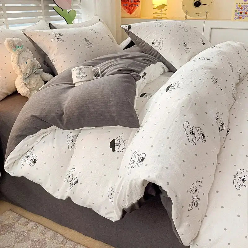 Peach Cream Cotton Quilt Set