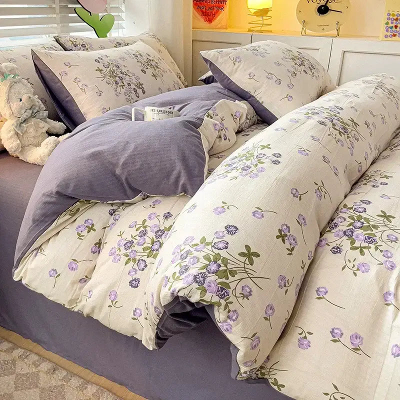 Peach Cream Cotton Quilt Set