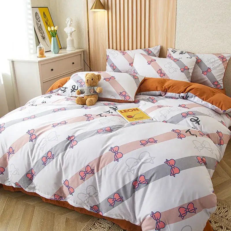 Cream Cotton Cat Bear Bedding