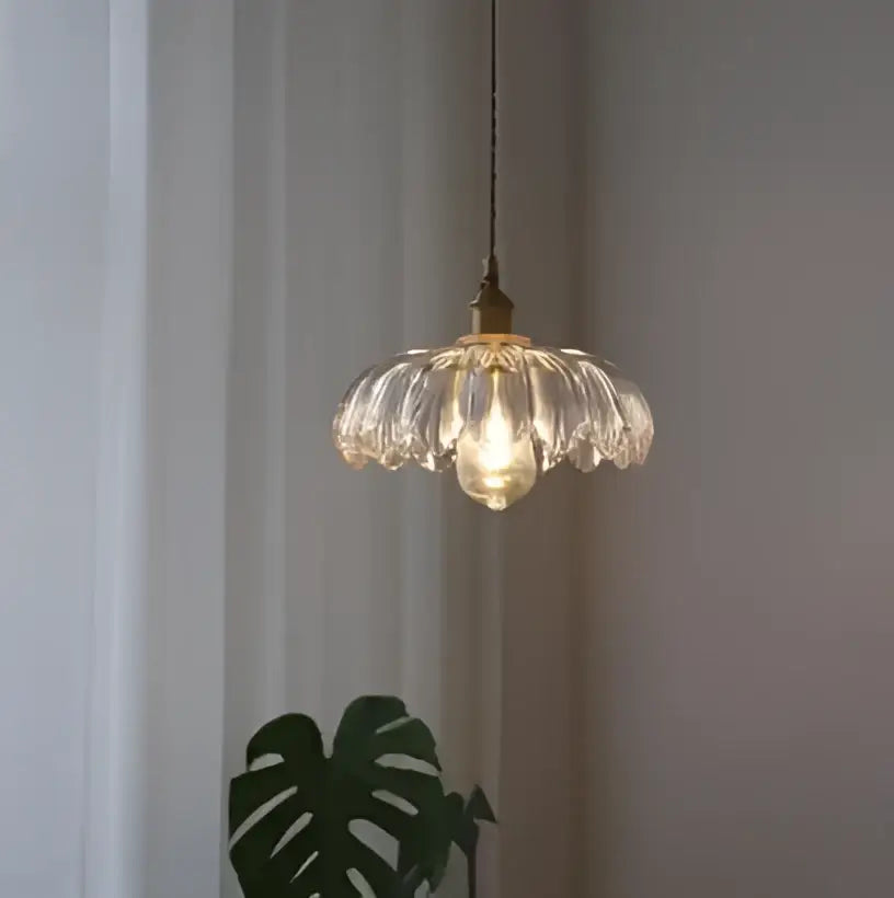 Green Glass Brass Pendant